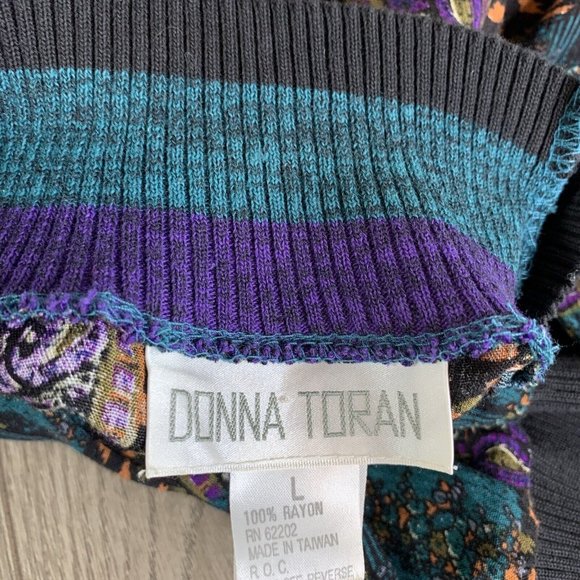 Donna Toran Womans L Skirt and Blouse Shoulder Pads 2 Piece Knit Collar Sleeves - Picture 6 of 12